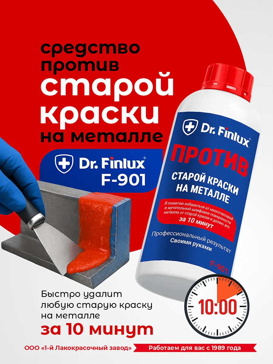 Быстродействующая профессиональная смывка старой краски с металла DR.Finlux F-901 (1 кг)
